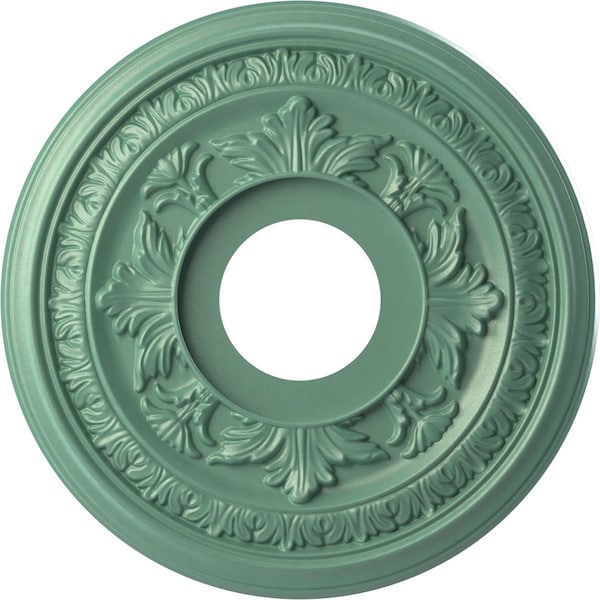 Ekena Millwork Baltimore PVC Medallion (Canopies up to 5 1/4"), 13"OD x 3 1/2"ID x 3/4"P, Metallic Sea Mist CMP13BAFSM - main